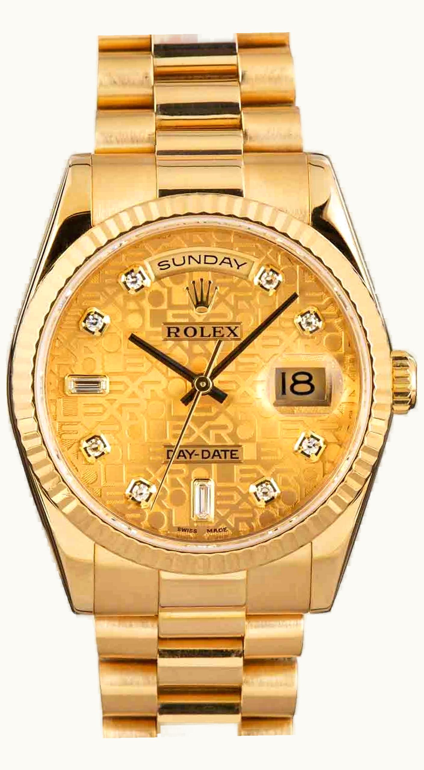 Rolex Day-Date 36 Yellow Gold Fluted / President / Bull's Eye
