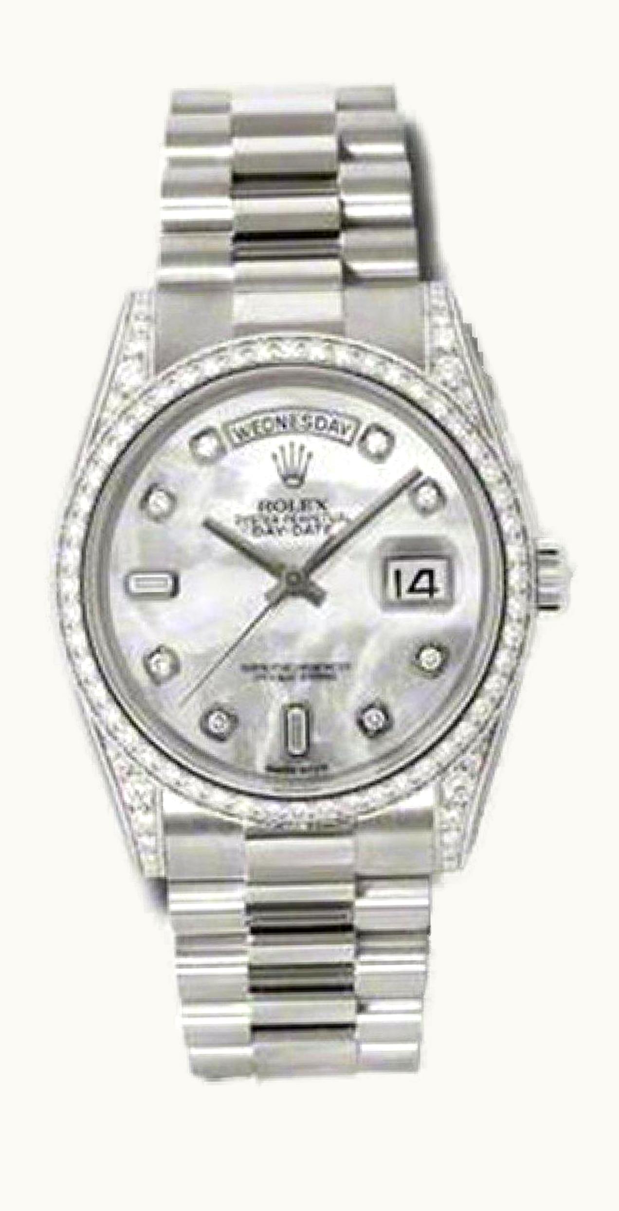 Rolex Day-Date 36 White Gold Diamonds / President Diamond / Lapis