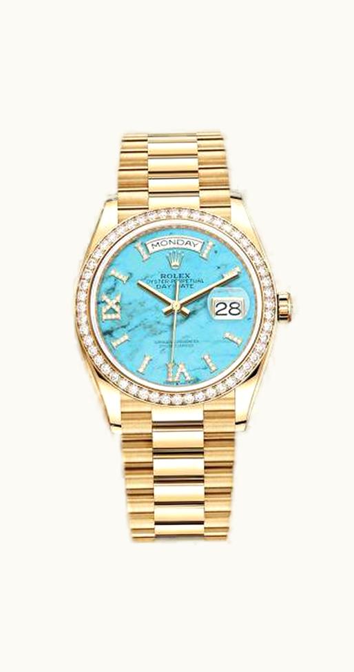 Rolex Day-Date 36 Yellow Gold / Diamond / Turquoise / President