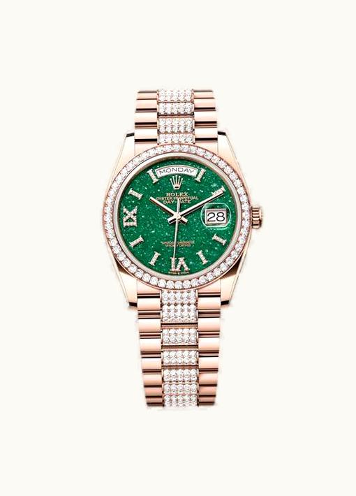 Rolex Day-Date 36 Everose Gold - Diamond / Green Aventurine / President - Diamond