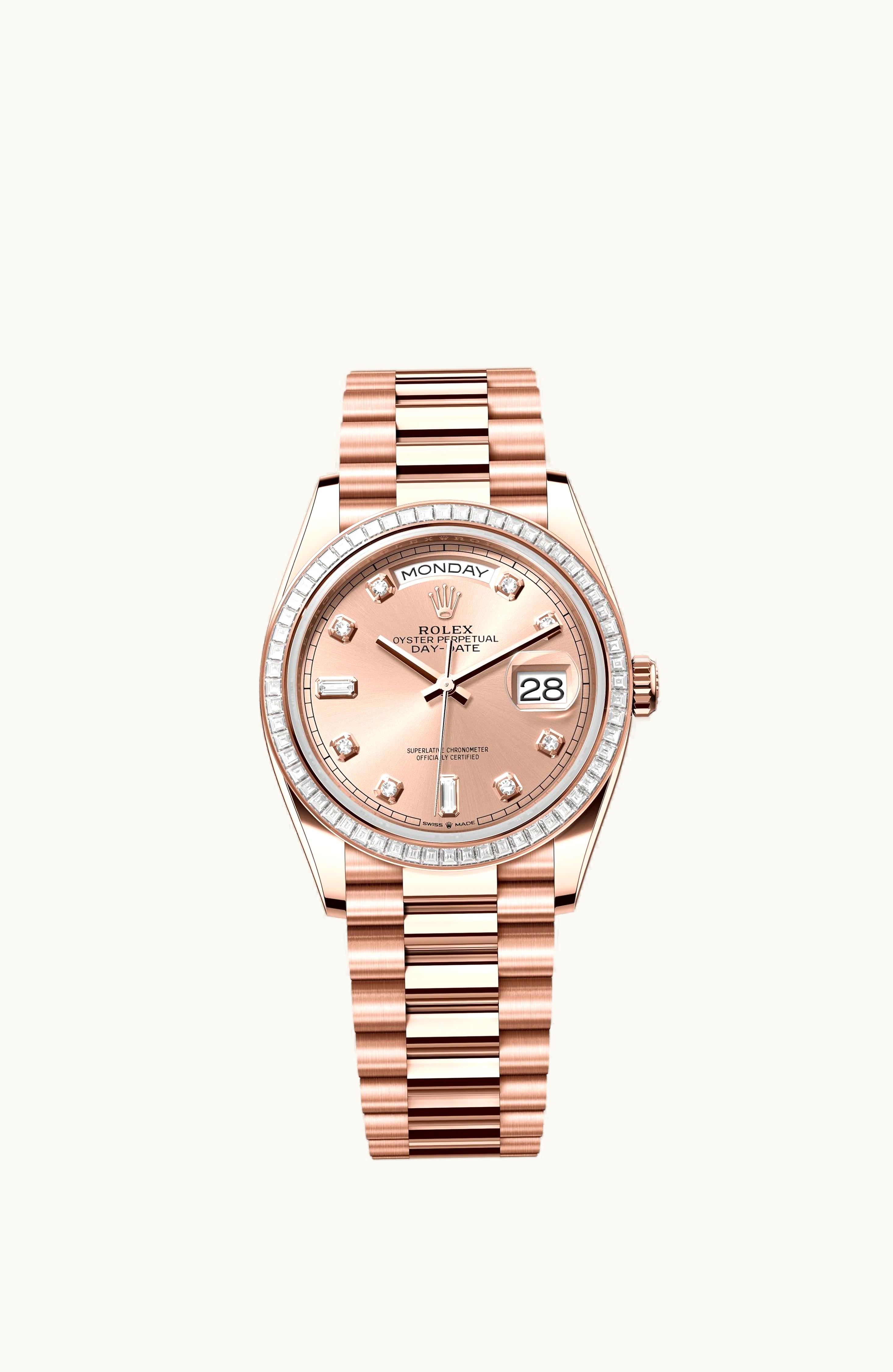 Rolex Day-Date 36 Everose Gold - Baguette / Rose - Diamond / President