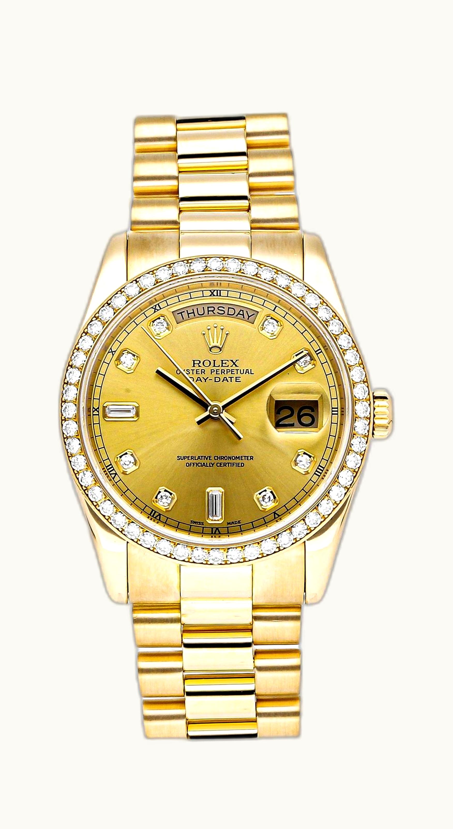 Rolex Day-Date 36 Yellow Gold Diamonds / Oyster / Black Diamonds
