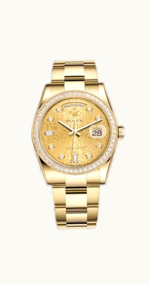 Rolex Day-Date 36 Yellow Gold Diamonds / Oyster / Champagne Computer