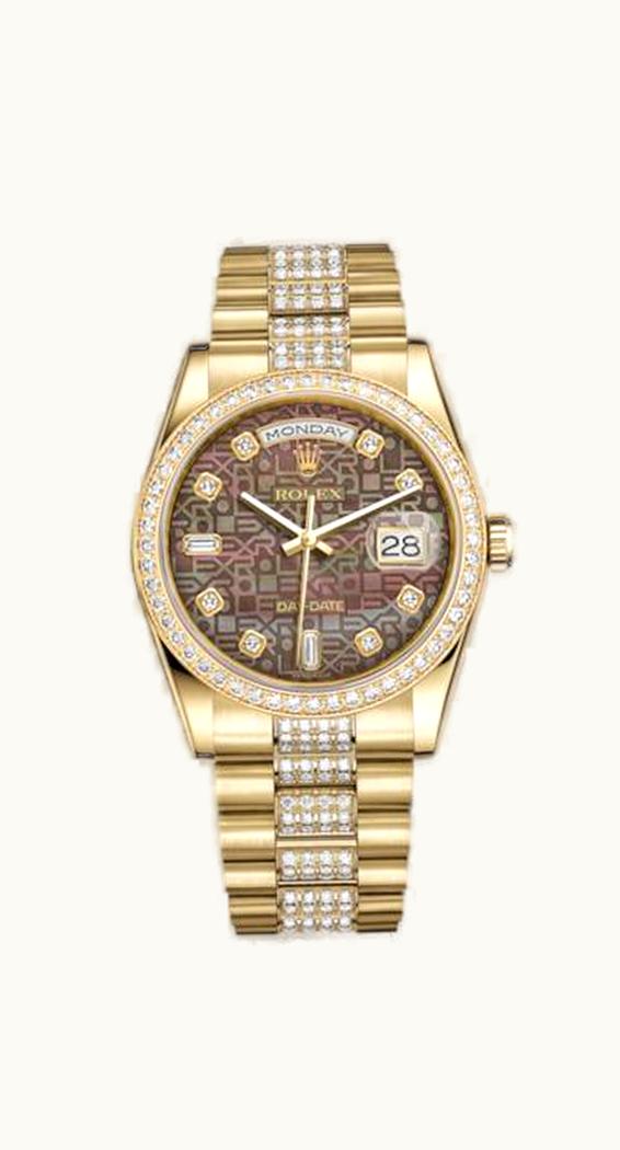 Rolex Day-Date 36 Yellow Gold Diamonds / President / Black MOP Computer