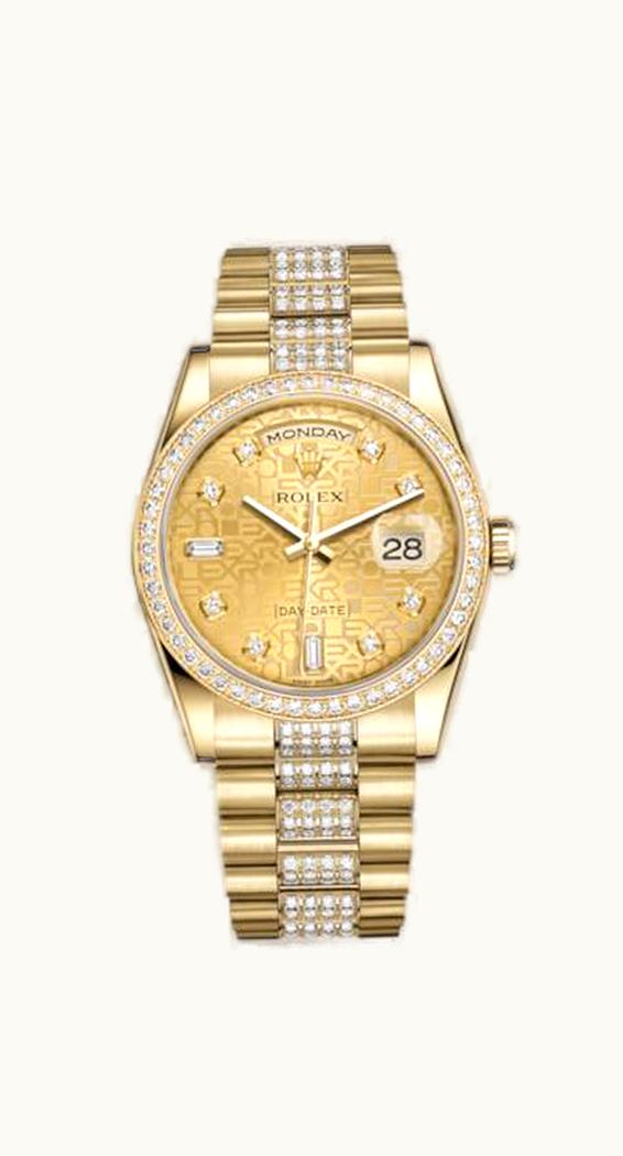 Rolex Day-Date 36 Yellow Gold Diamonds / President Diamonds / Champagne Computer