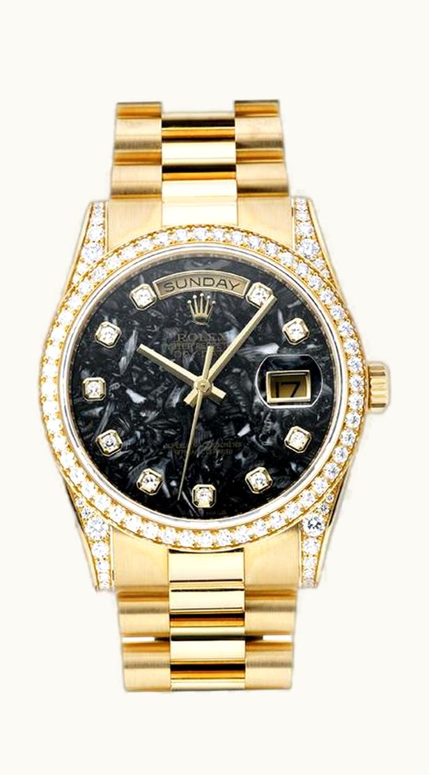 Rolex Day-Date 36 Yellow Gold Diamonds / Oyster / Silver Diamond
