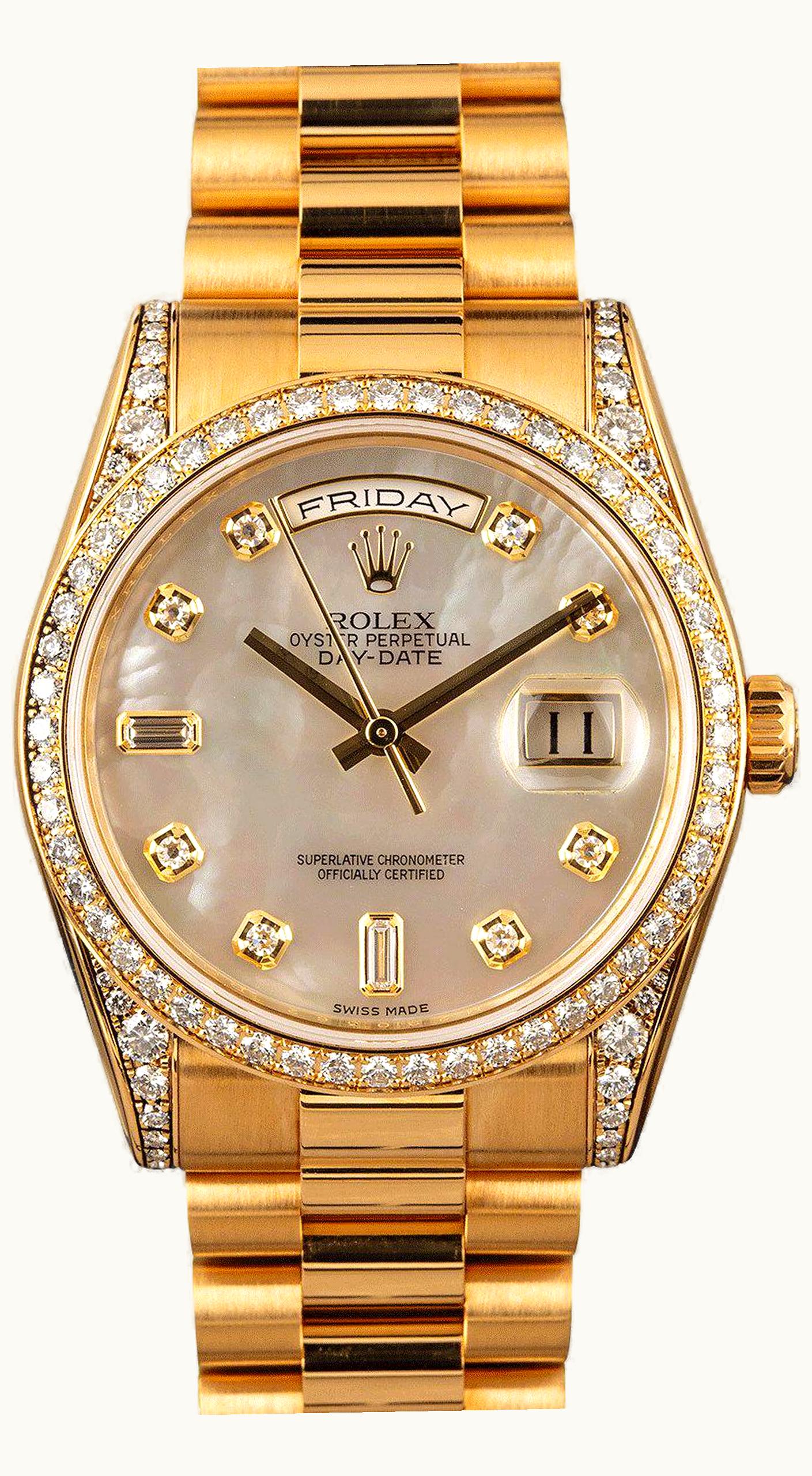 Rolex Day-Date 36 Yellow Gold Diamonds / Oyster / Champagne Roman
