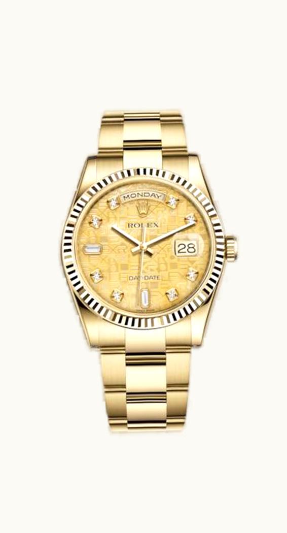 Rolex Day-Date 36 Yellow Gold Fluted / Oyster / Champagne MOP Computer