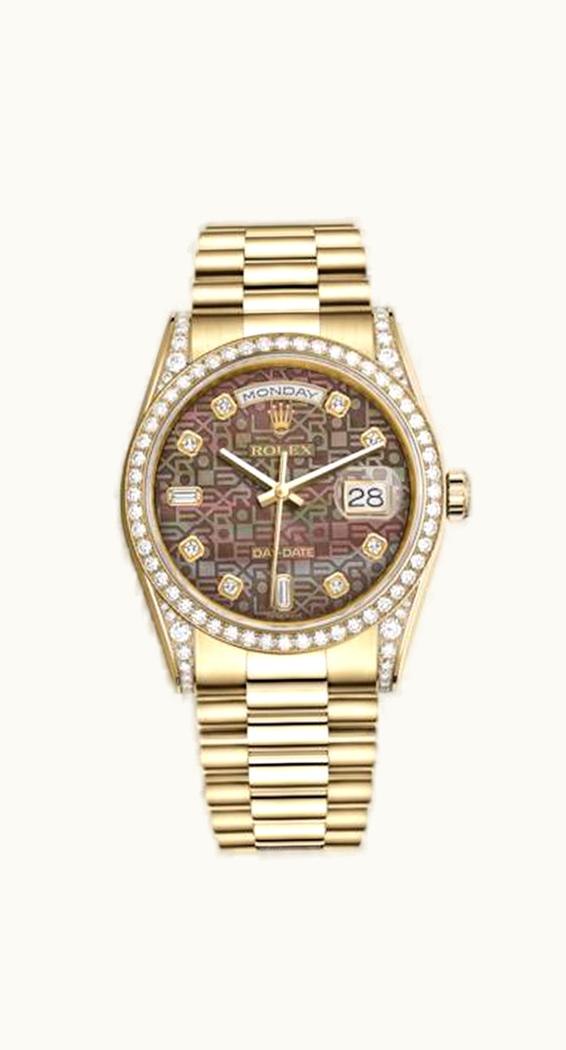 Rolex Day-Date 36 Yellow Gold Diamonds / President / Black MOP Computer