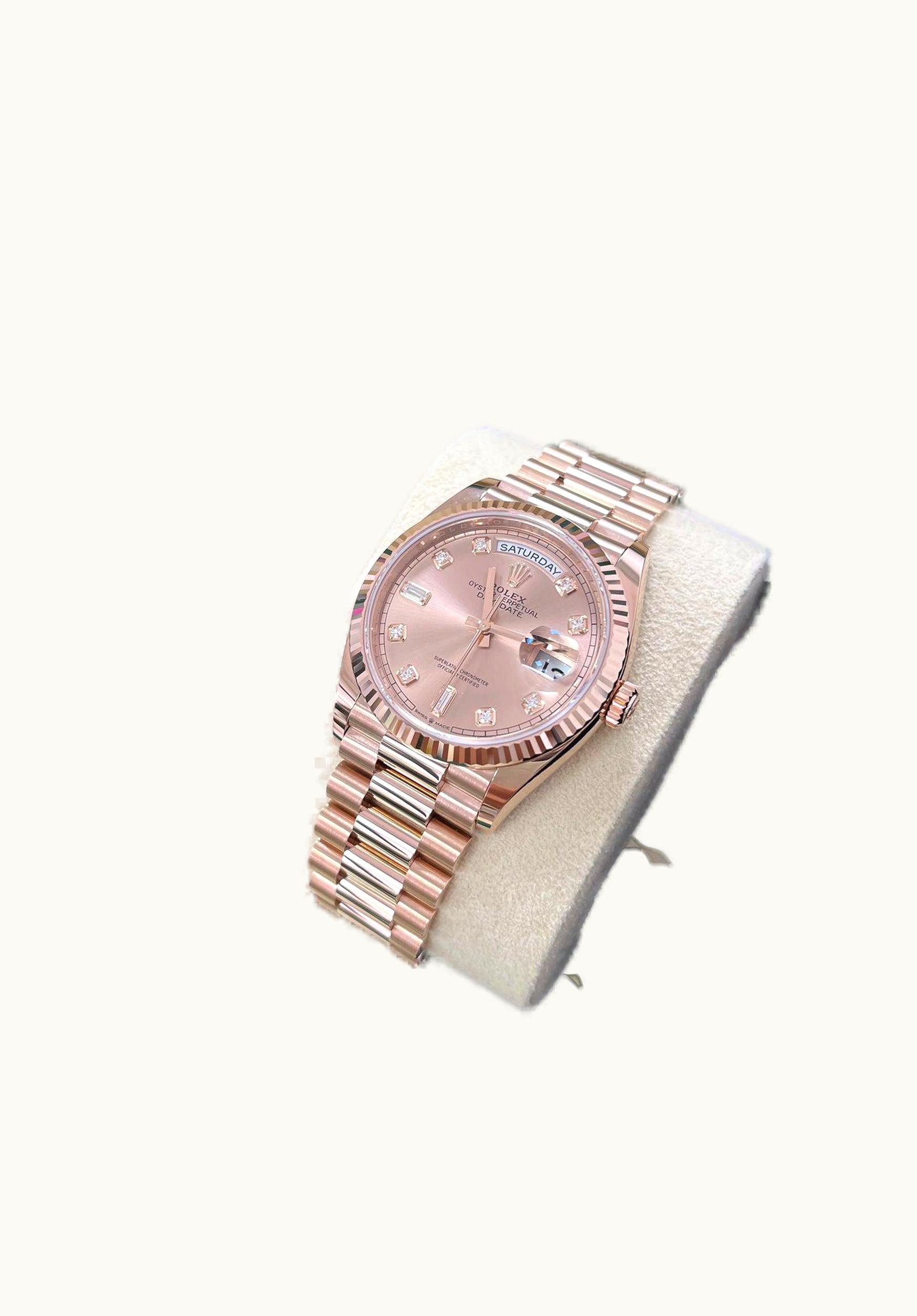 Rolex Day-Date 36 Everose Fluted / President / Rhodium
