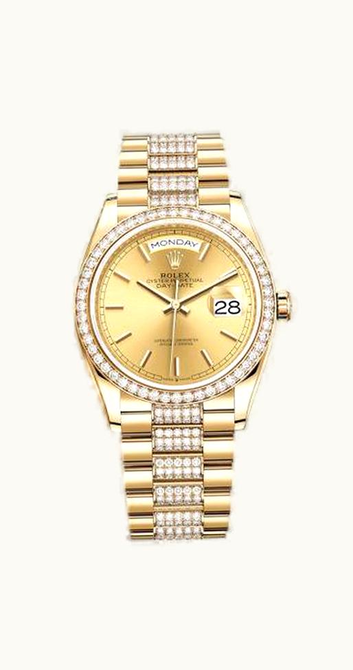Rolex Day-Date 36 Yellow Gold / Diamond / Champagne / President-Diamond
