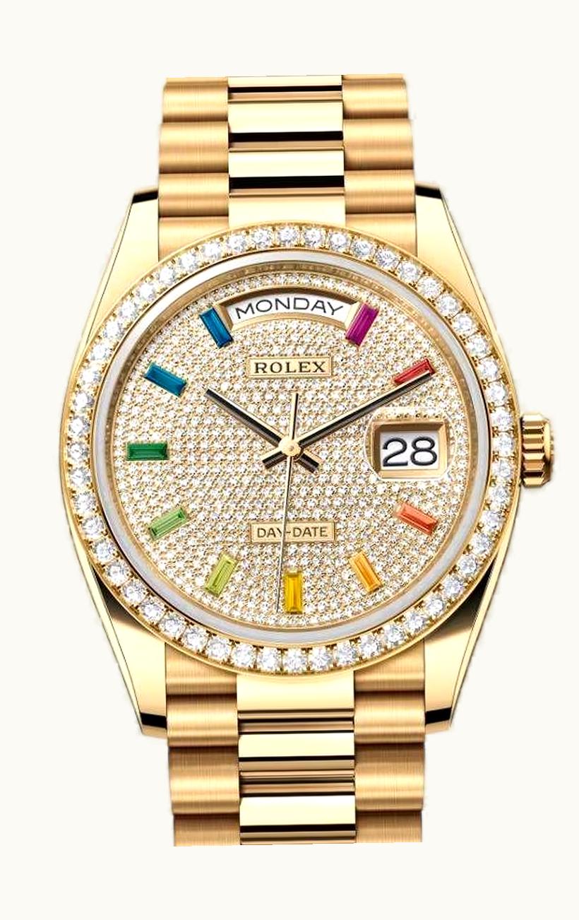 Rolex Day-Date 36 Yellow Gold / Diamond / Paved-Rainbow / President-Diamond
