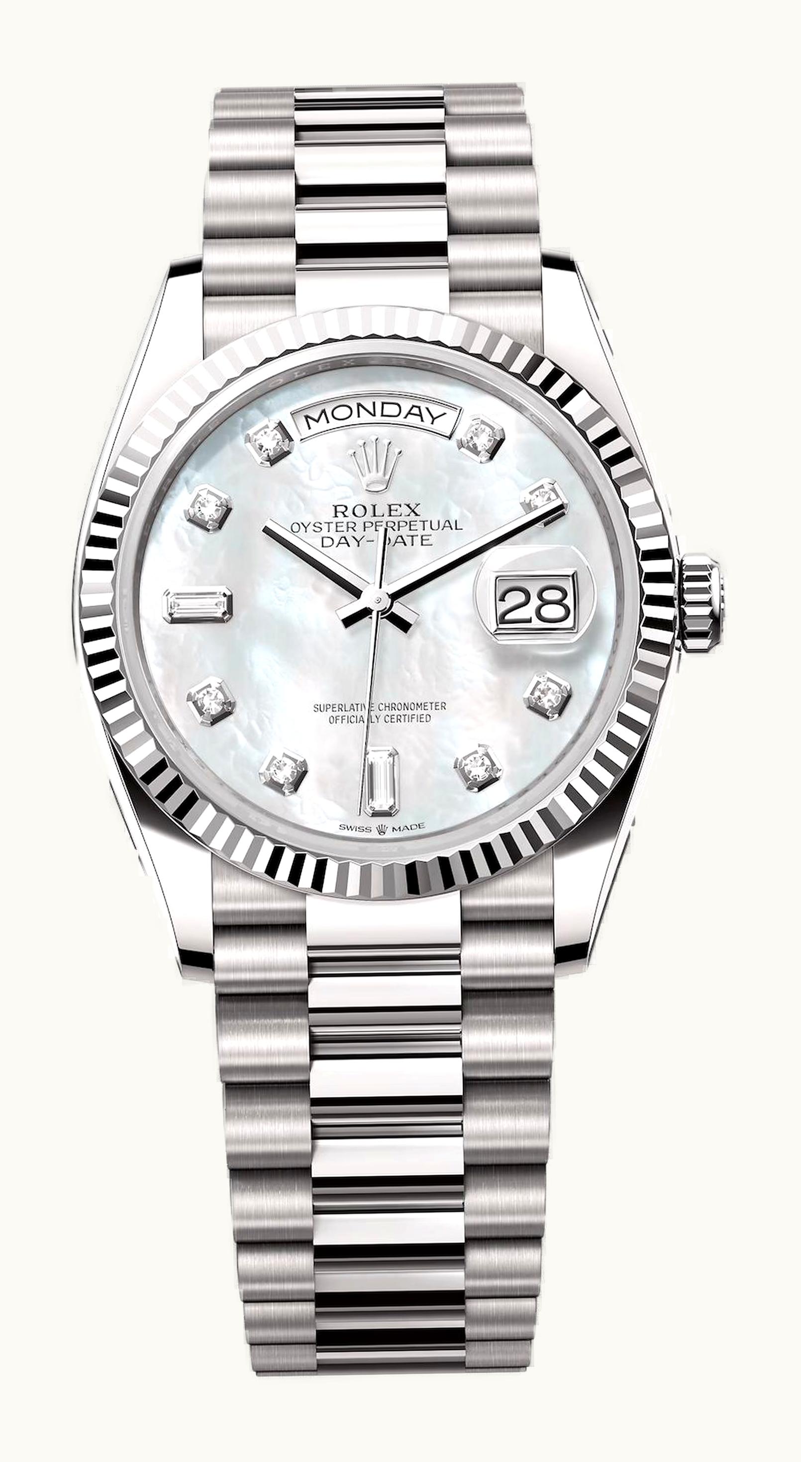 Rolex Day-Date 36 White Gold / Fluted / MOP-Diamond / President