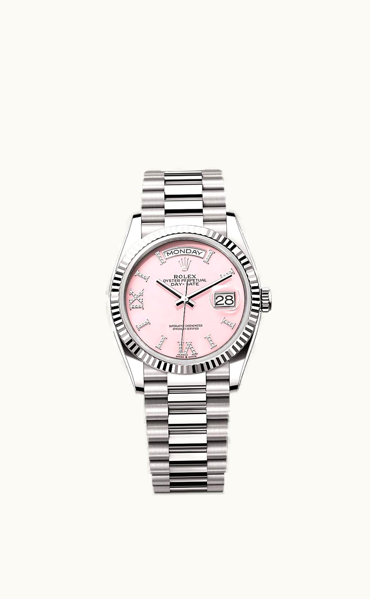 Rolex Day-Date 36 White Gold / Fluted / Opal-Diamond / President