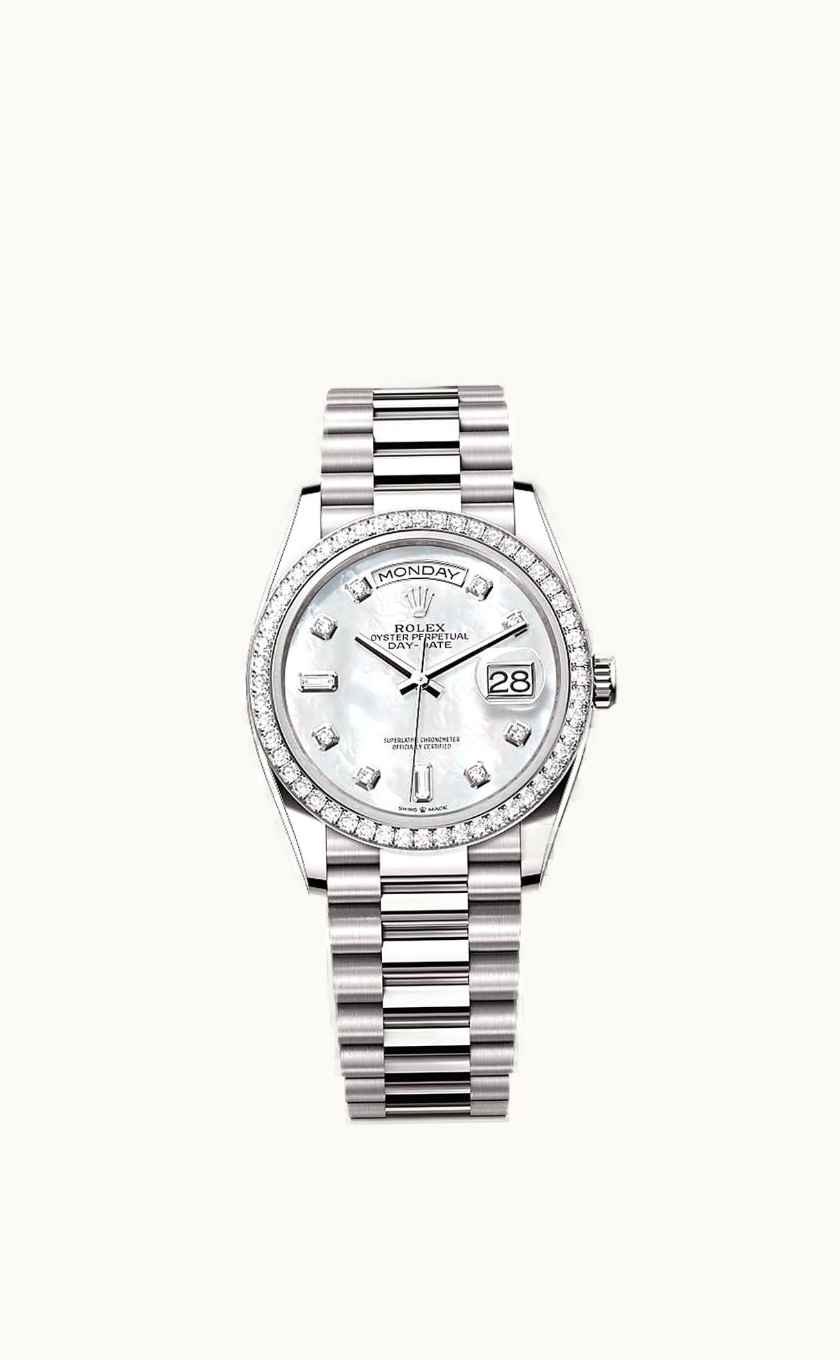 Rolex Day-Date 36 White Gold / Diamond / MOP-Diamond / President