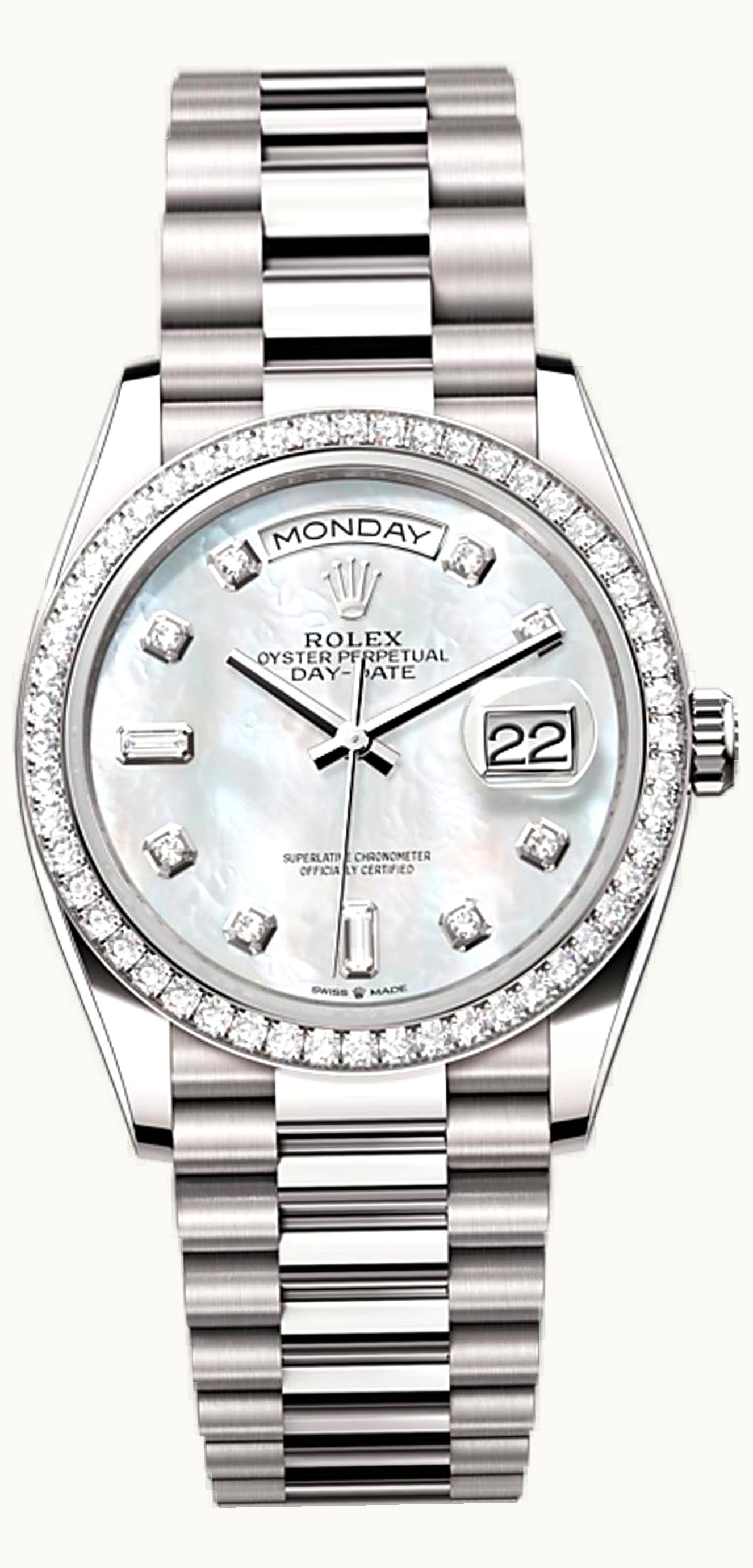 Rolex Day-Date 36 White Gold / Diamond / MOP-Diamond / President-Diamond
