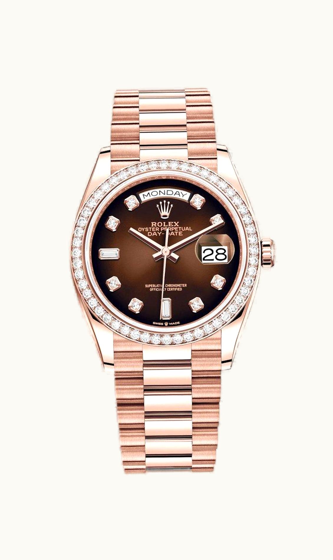 Rolex Day-Date 36 Everose Gold / Diamond / Brown Ombré-Diamond / President