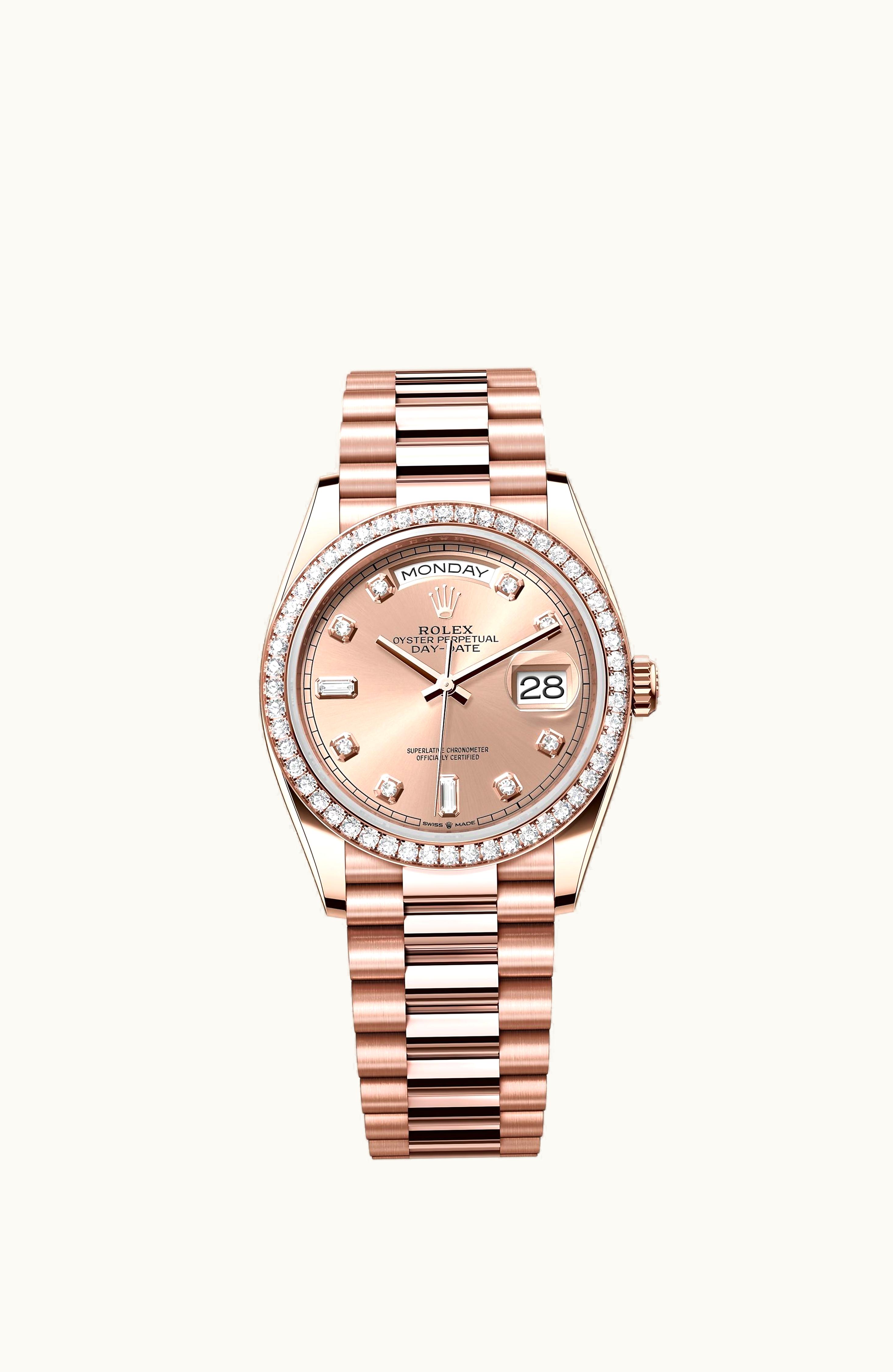 Rolex Day-Date 36 Everose Gold / Diamond / Rose-Diamond / President