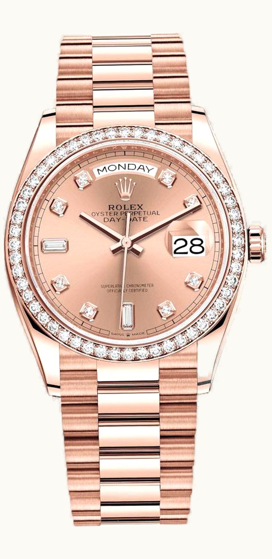 Rolex Day-Date 36 Everose Gold / Diamond / Rose-Diamond / President-Diamond