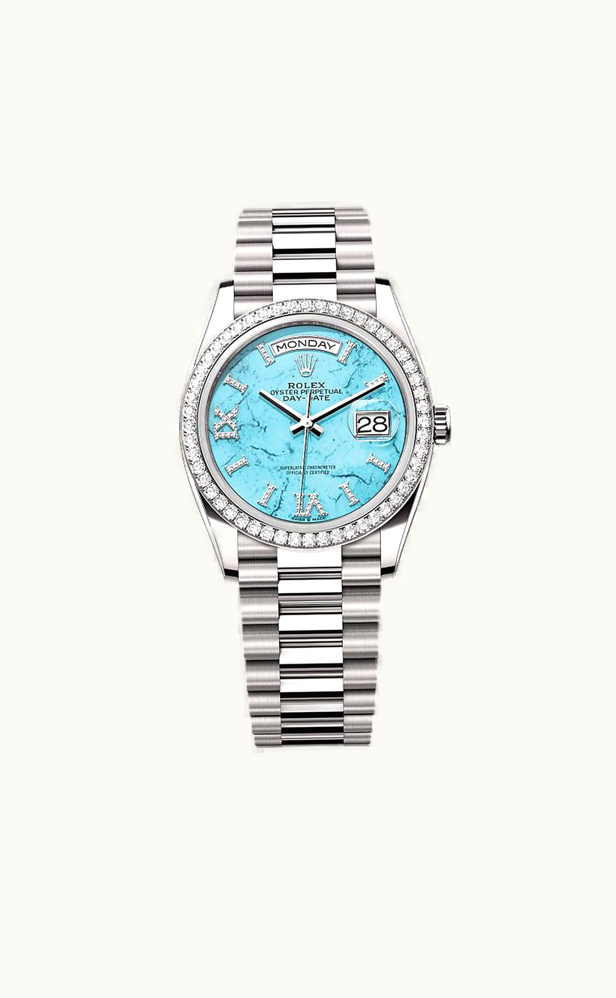 Rolex Day-Date 36 White Gold Diamond / White - Roman / President - Diamond