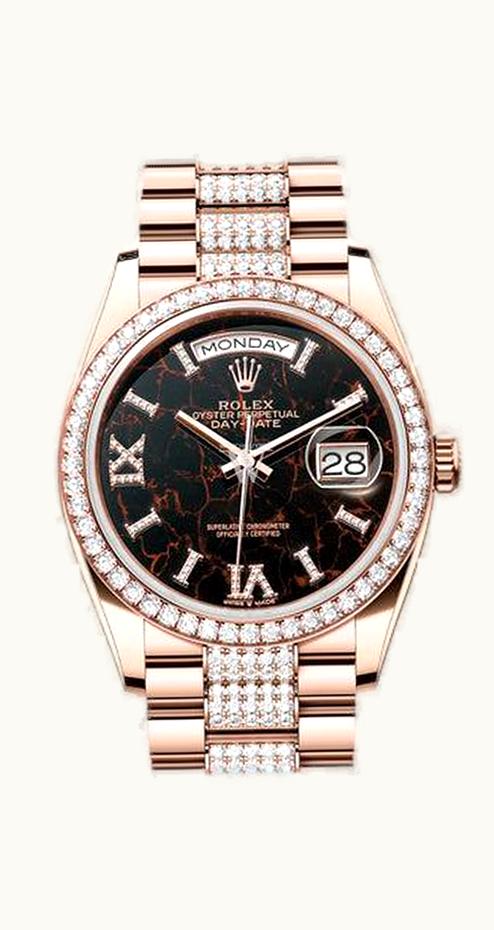 Rolex Day-Date 36 Everose Gold / Diamond / Eisenkiesel / President-Diamond