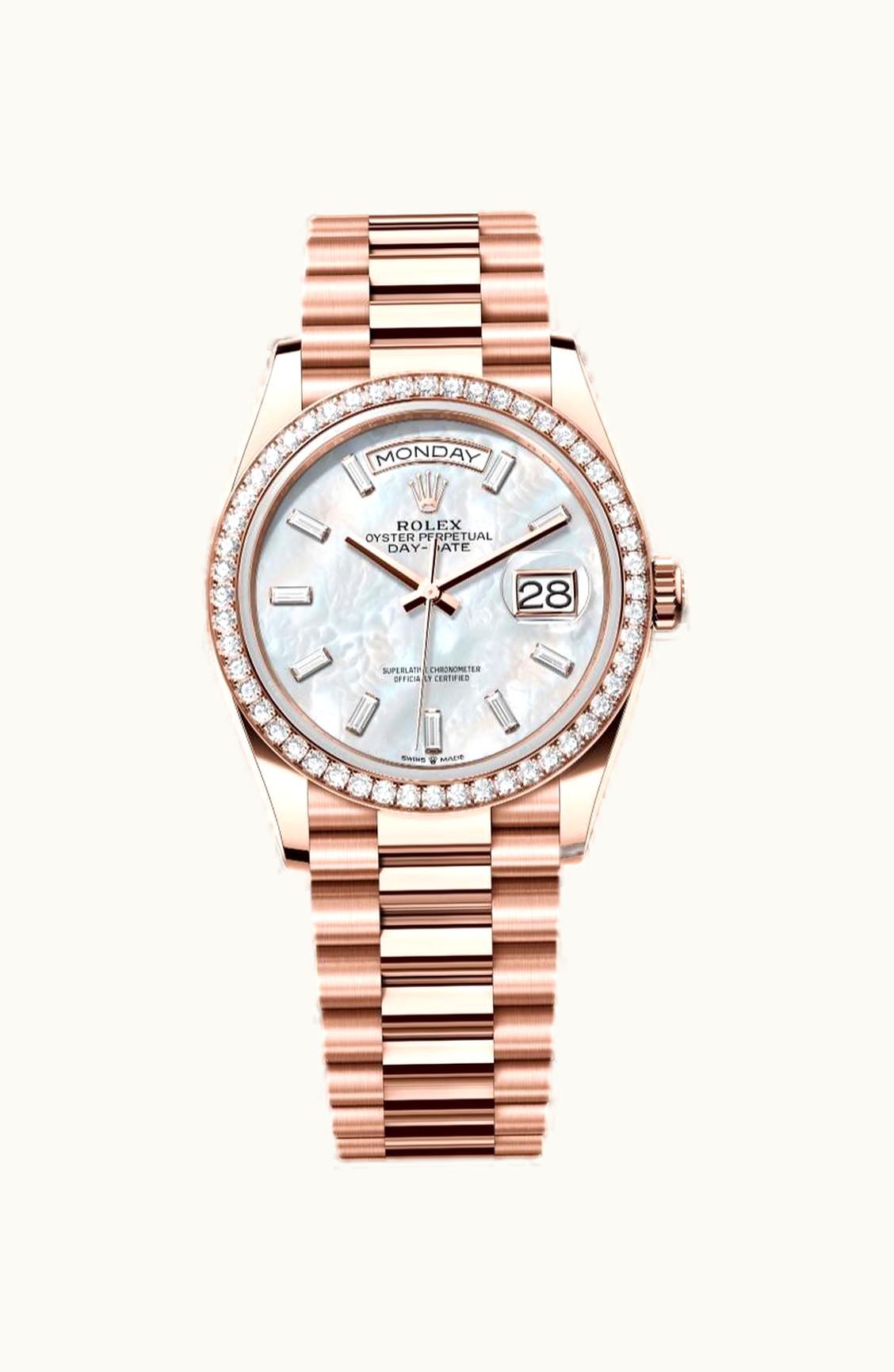 Rolex Day-Date 36 Everose Gold / Diamond / MOP - Baguette / President