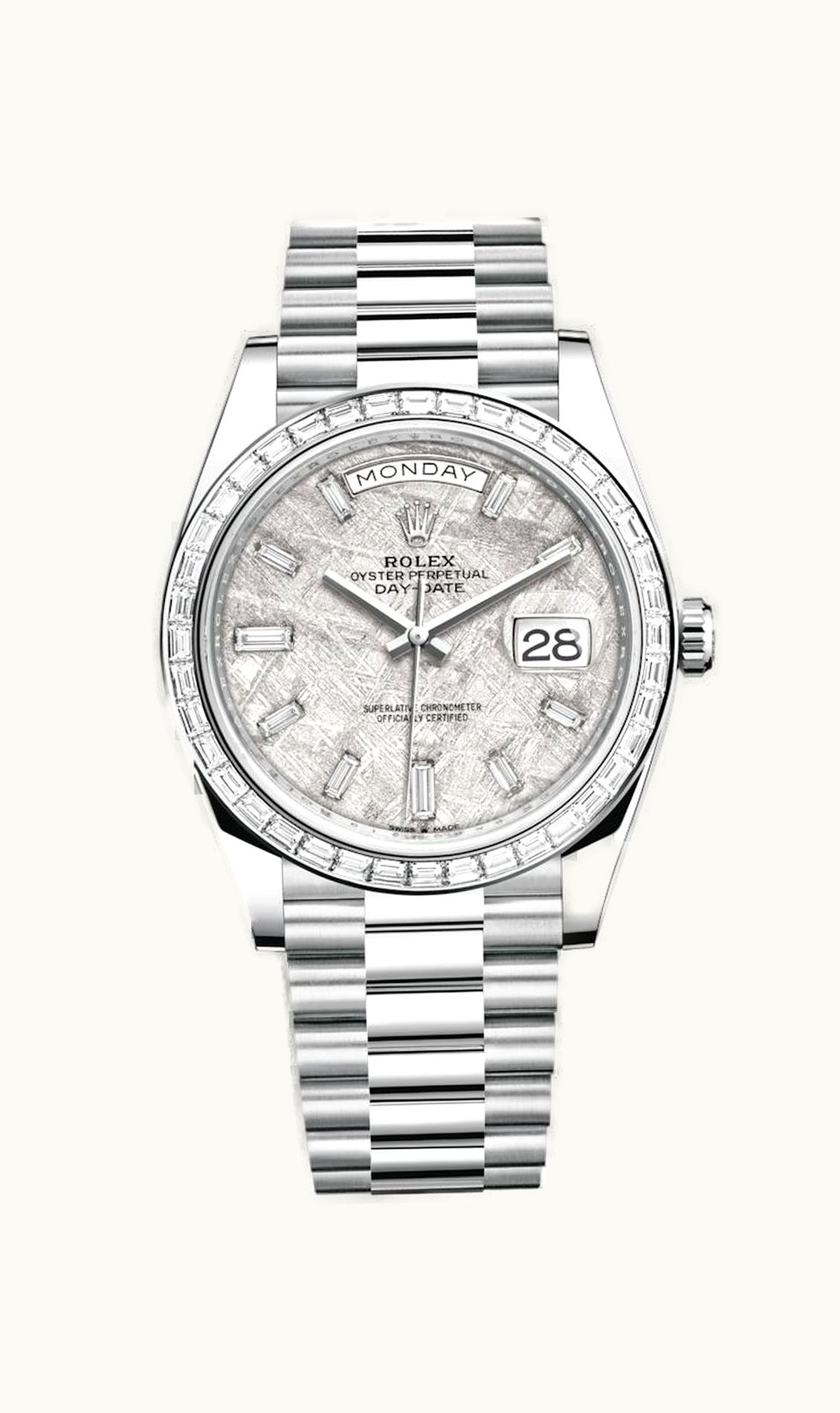 Rolex Day-Date 40 Platinum - Baguette / Meteorite - Baguette