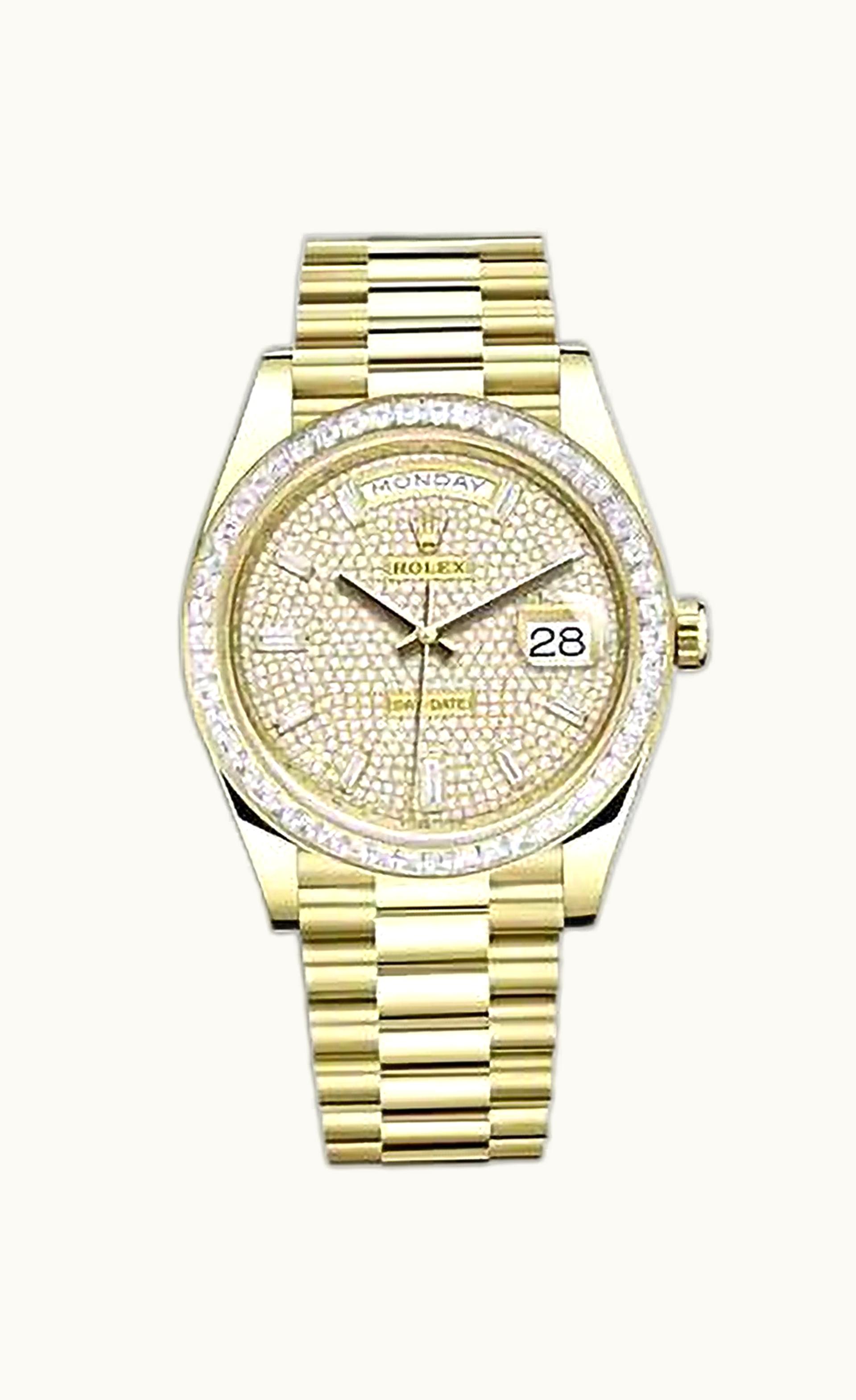 Rolex Day-Date 40 Yellow Gold - Baguette / Paved