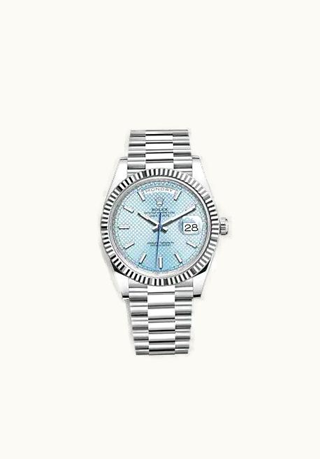 Rolex Day-Date 40 Platinum - Fluted / Ice Blue