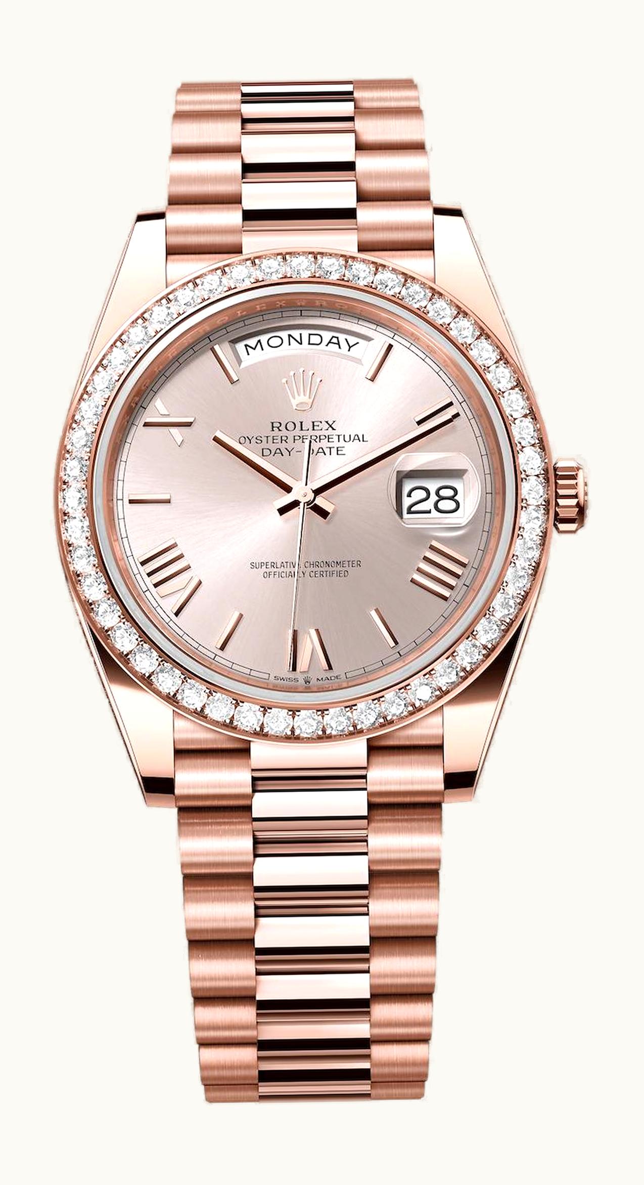 Rolex Day-Date 40 Everose - Diamond / Sundust - Roman