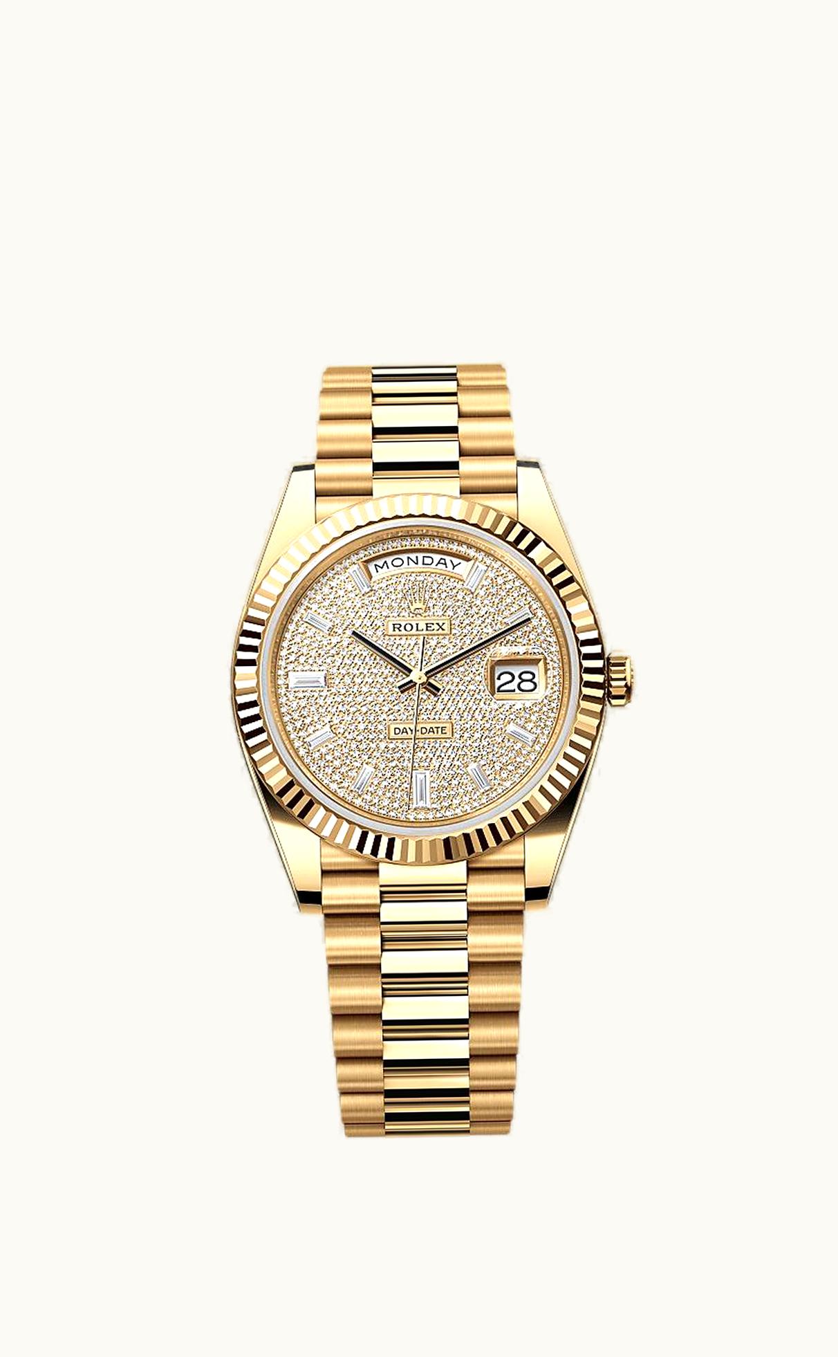 Rolex Day-Date 40 Yellow Gold - Fluted / Paved