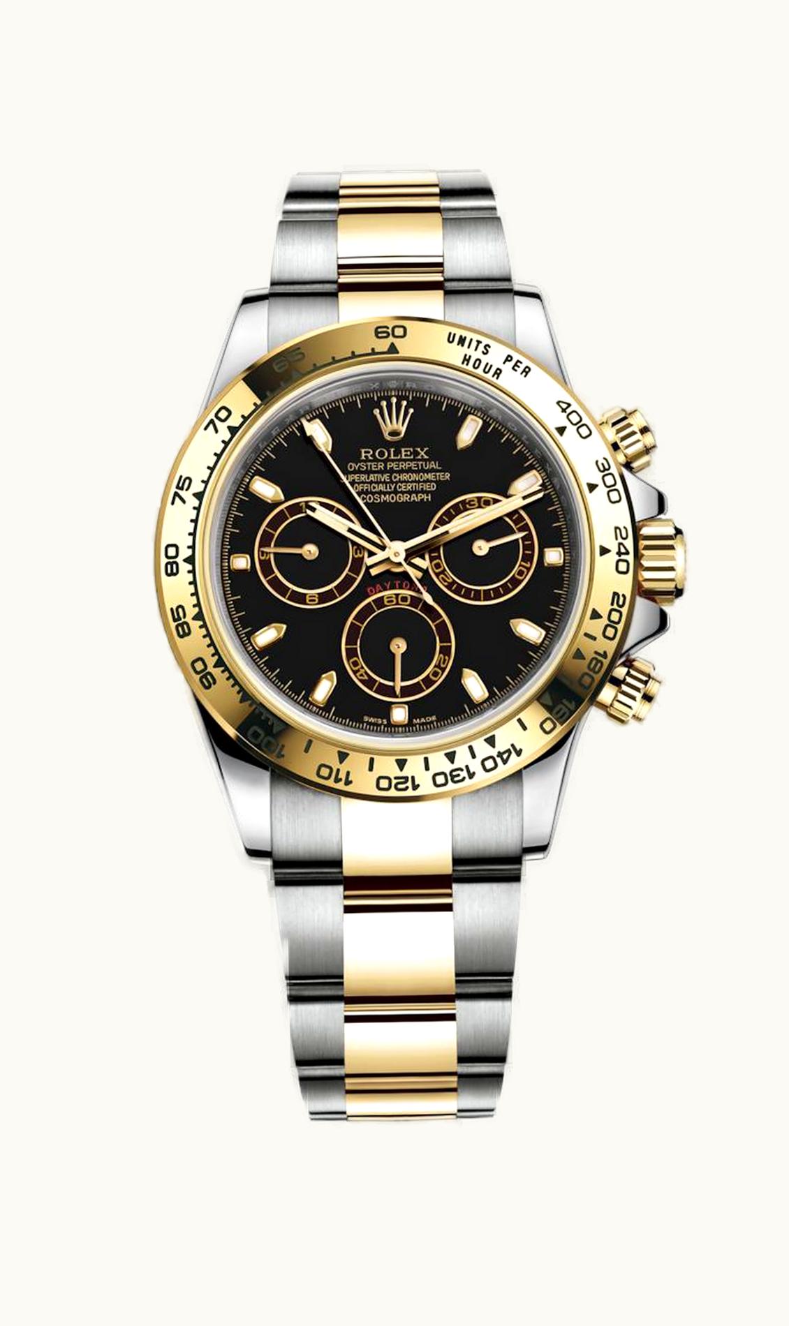Rolex Cosmograph Daytona Stainless Steel / Yellow Gold / Black