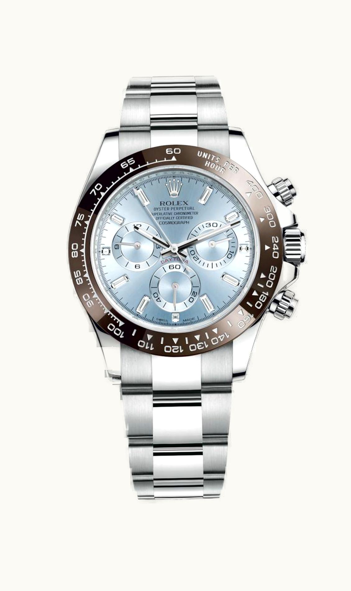 Rolex Cosmograph Daytona Platinum / Cerachrom / Ice Blue - Baguette