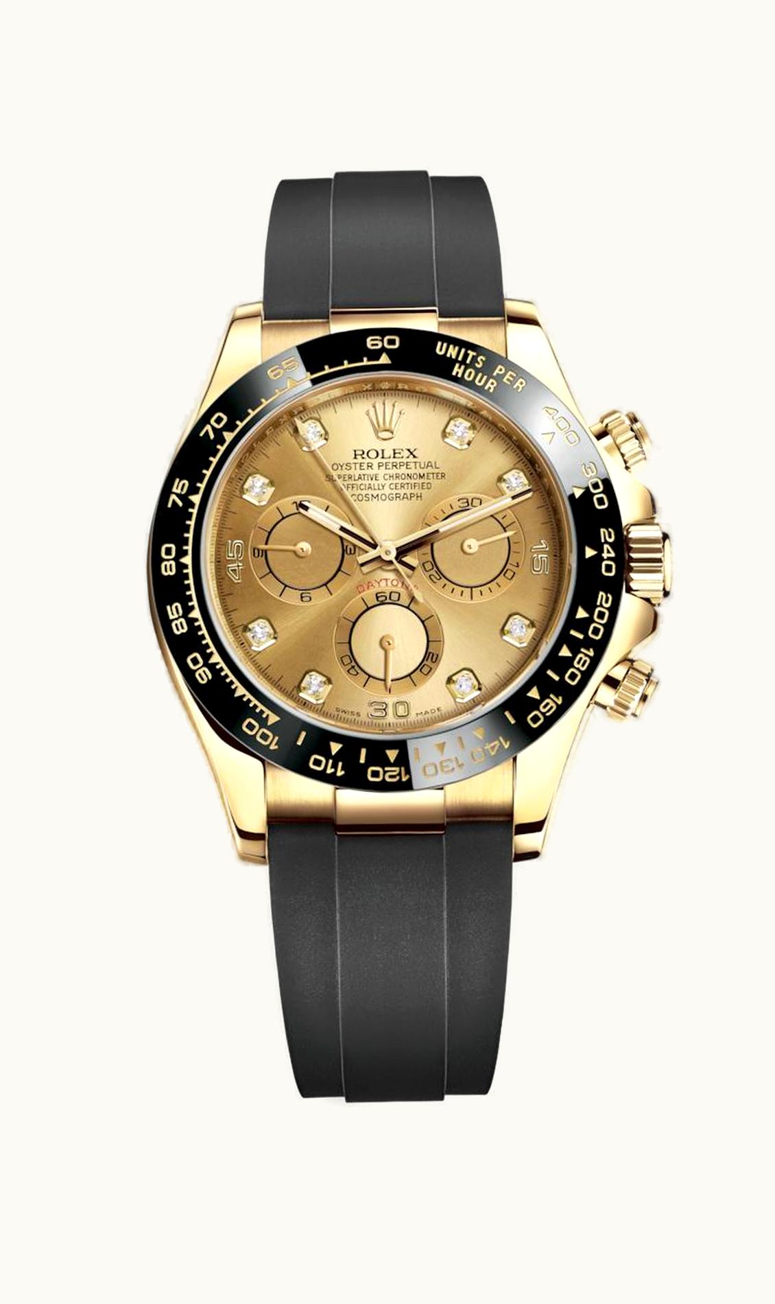 Rolex Cosmograph Daytona Yellow Gold / Cerachrom / Champagne-Diamond / Oysterflex
