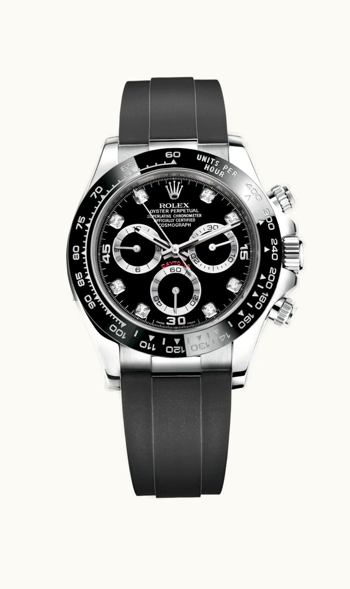 Rolex Cosmograph Daytona White Gold / Cerachrom / Black - Diamond / Oysterflex