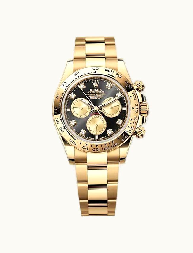 Rolex Cosmograph Daytona Yellow Gold / Black - Champagne - Diamond / Oyster