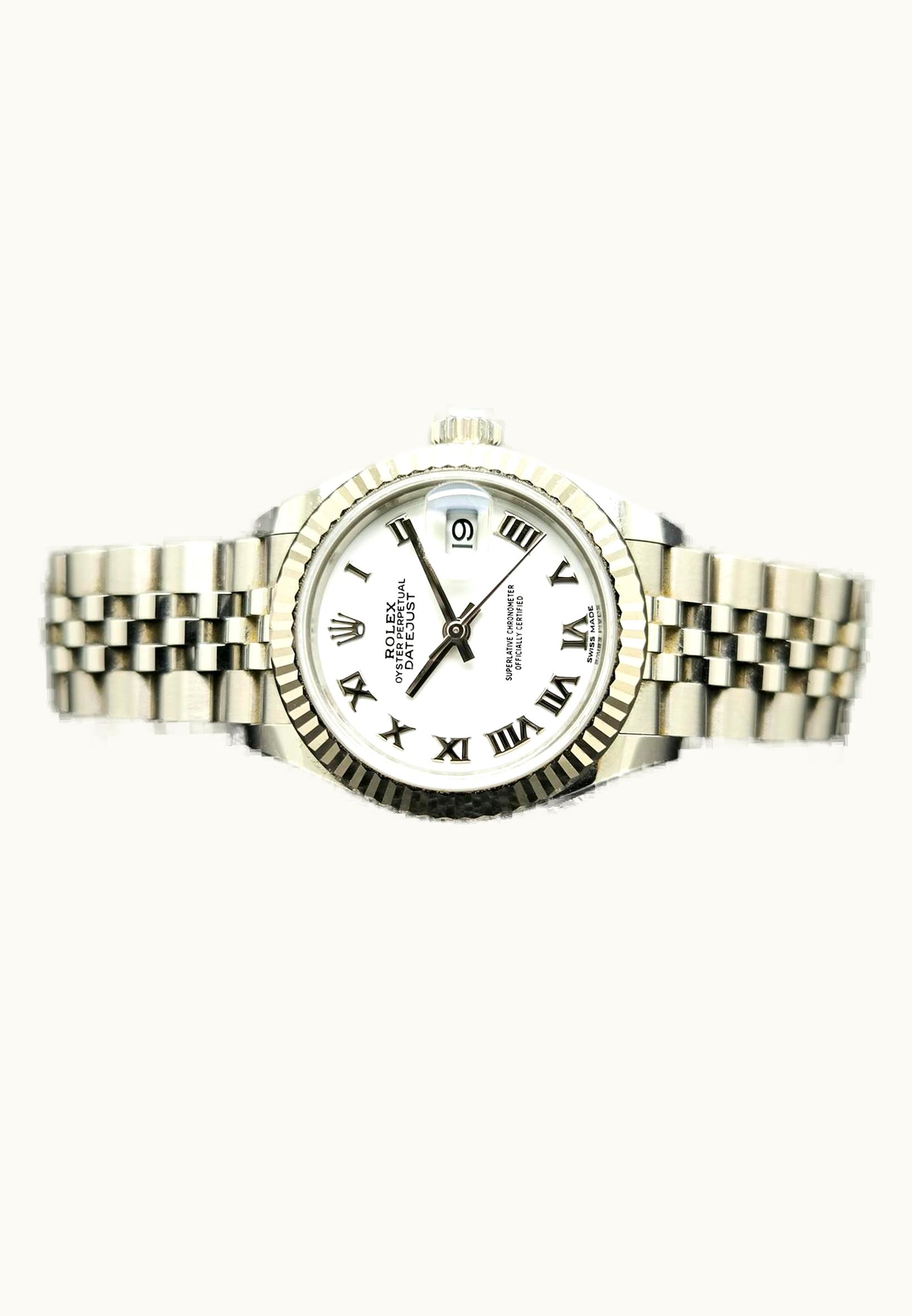 Rolex Lady-Datejust 28 Stainless Steel Fluted / White - Roman / Jubilee