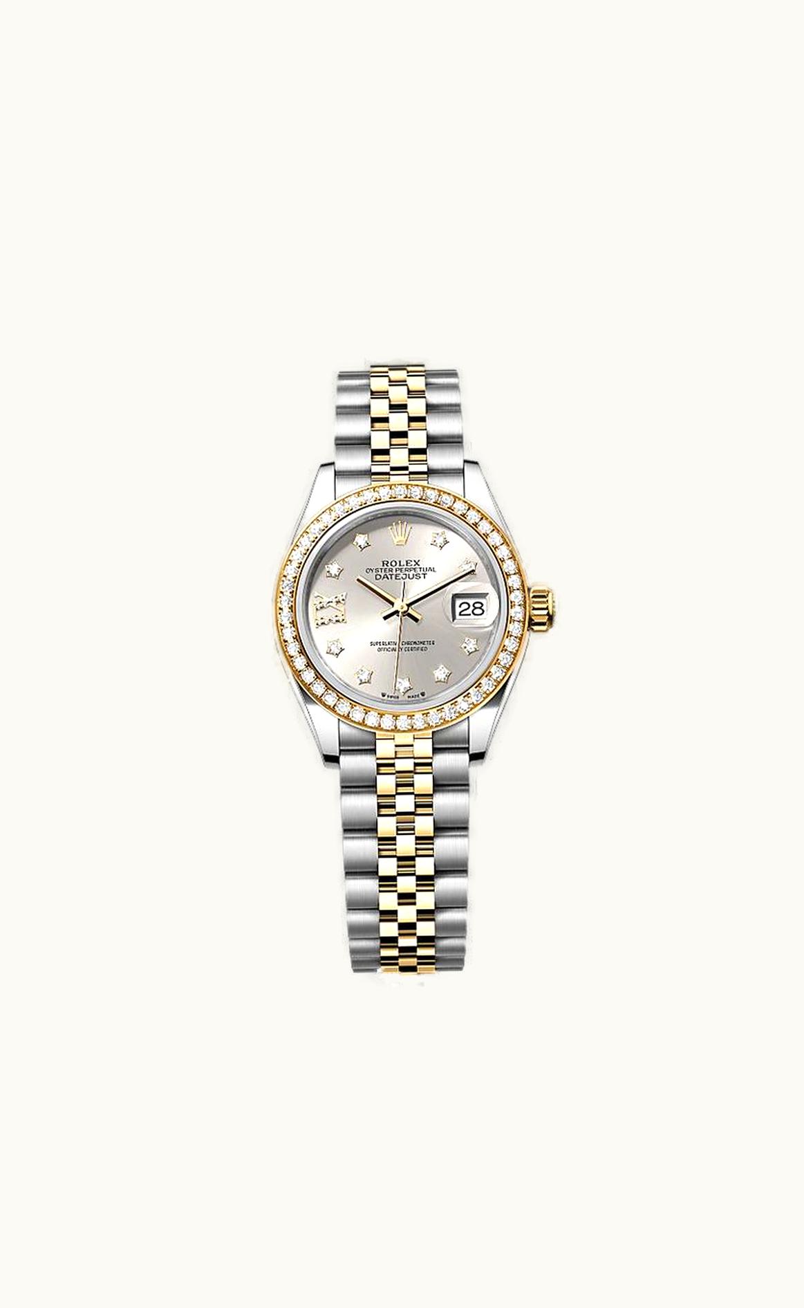 Rolex Lady-Datejust 28 Rolesor Yellow Diamond / Jubilee / Mint Green Diamond