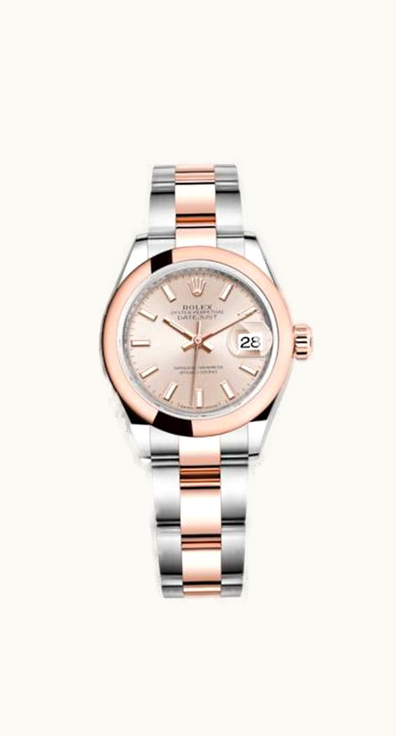 Rolex Lady-Datejust 28 Rolesor Rose Domed / Oyster / Sundust