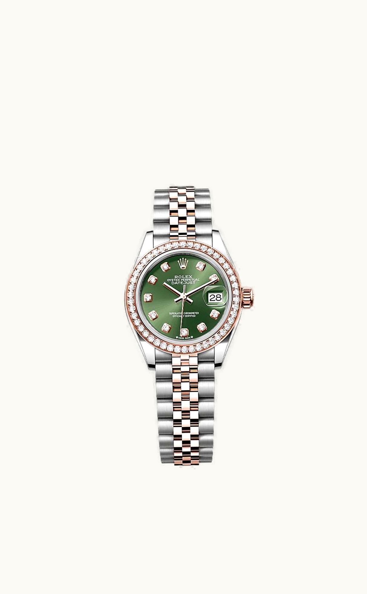 Rolex Lady-Datejust 28 Rolesor Rose Diamond / Jubilee / Olive Diamond
