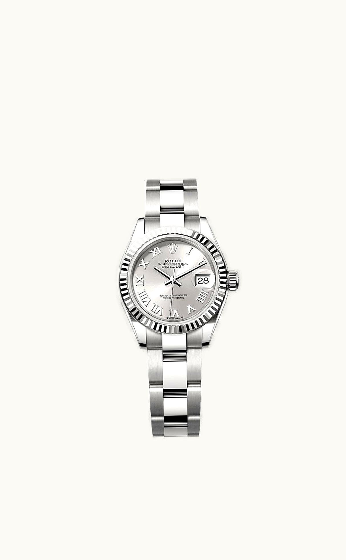Rolex Lady-Datejust 28 Stainless Steel Fluted / Silver - Roman / Oyster