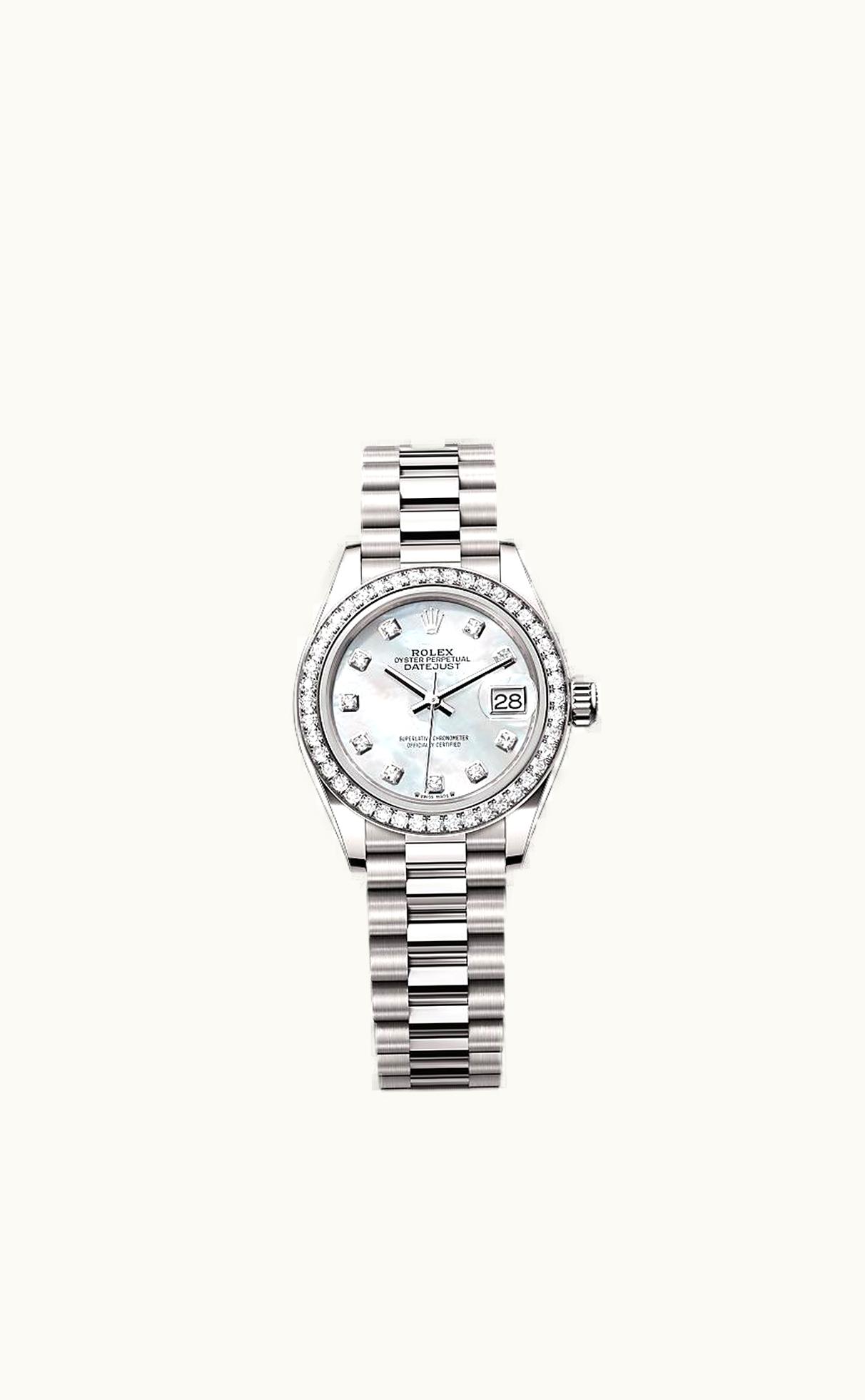 Rolex Lady-Datejust 28 White Gold - Diamond / President / Silver - Diamond