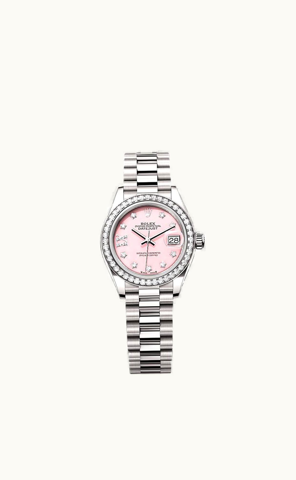 Rolex Lady-Datejust 28 White Gold - Diamond / President / White - Roman