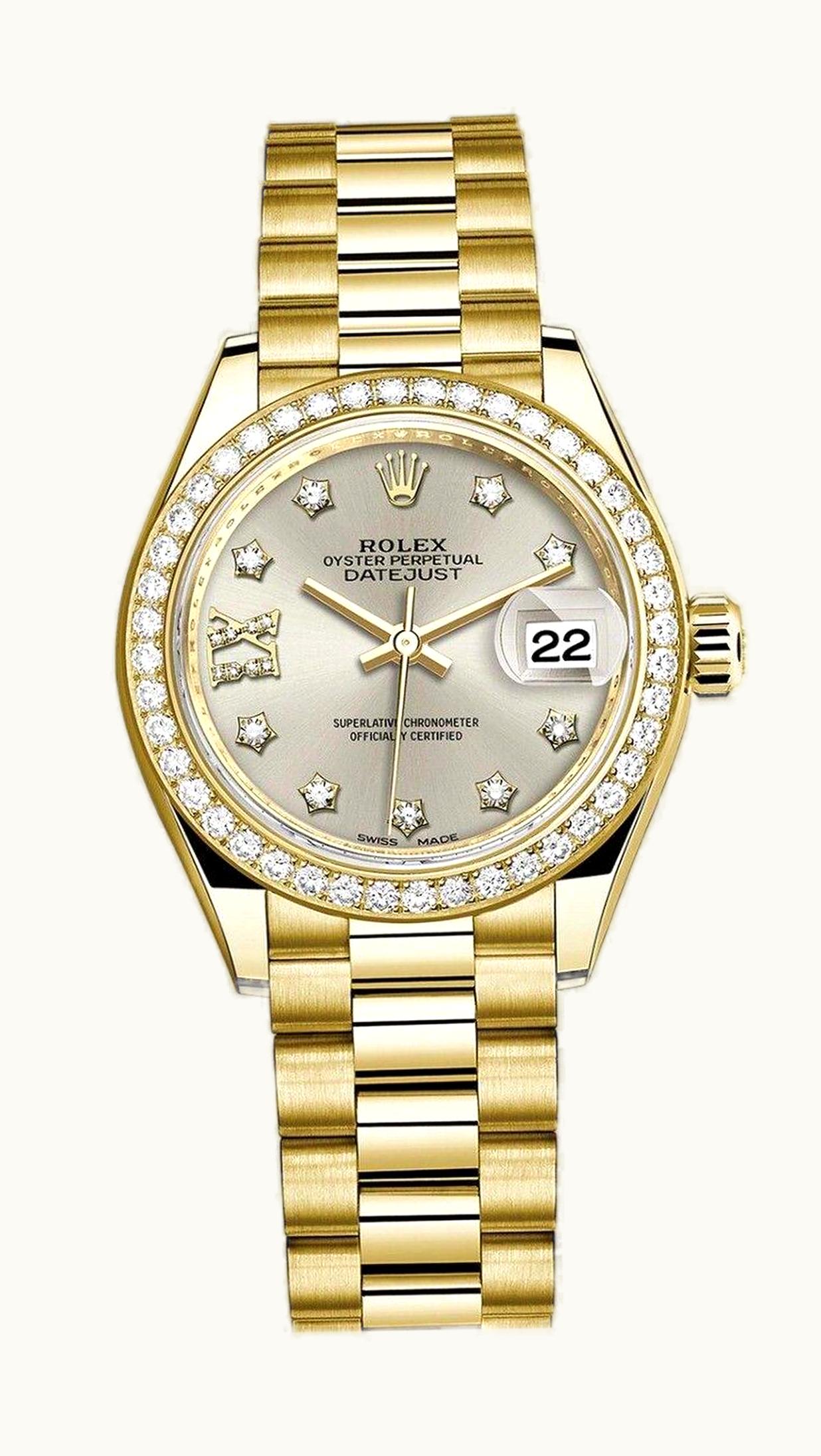 Rolex Lady-Datejust 28 Yellow Gold Diamond / President / Cornflower Diamonds