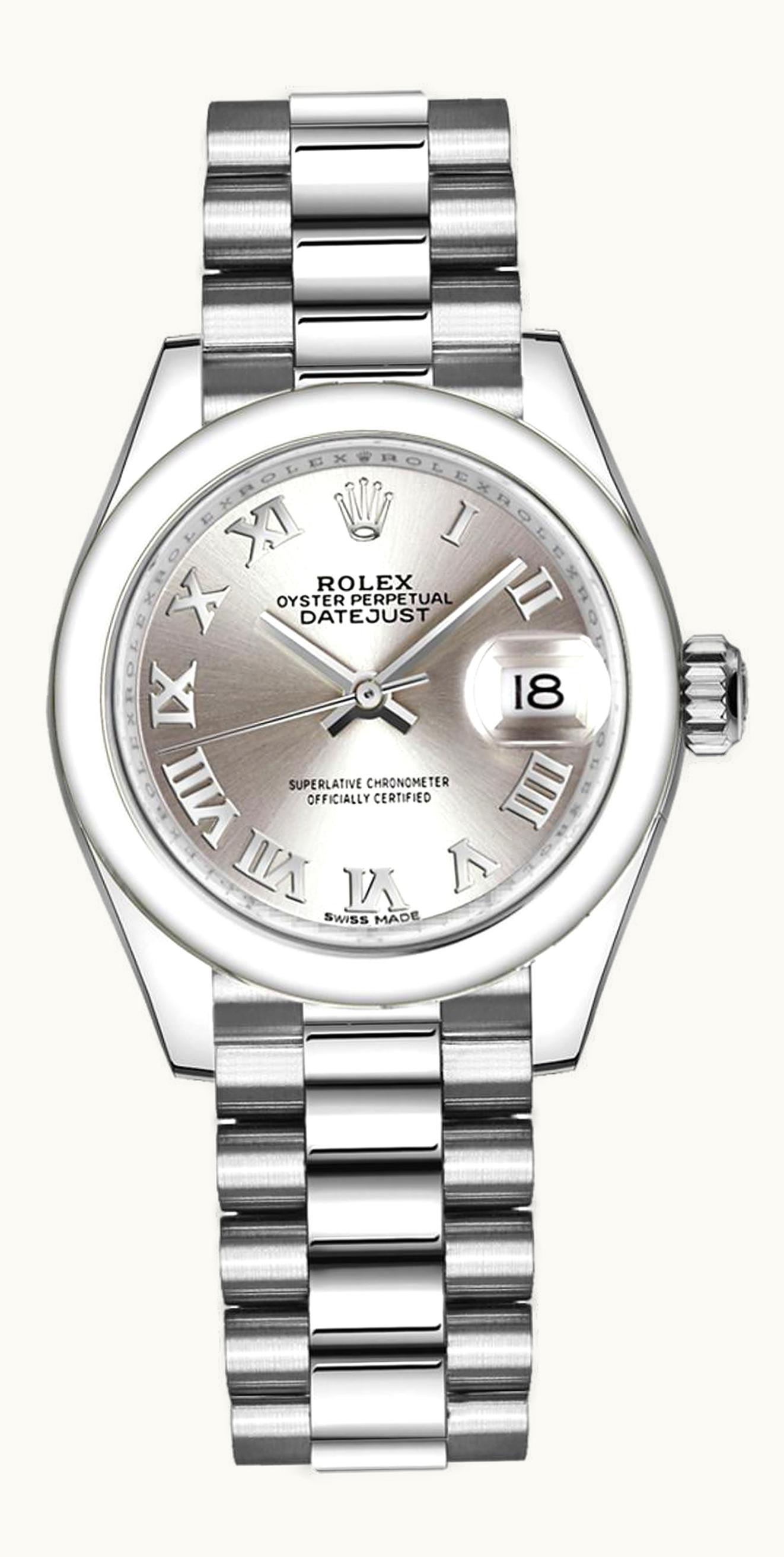 Rolex Lady-Datejust 28 Platinum Domed / President / Ice Blue Diamond