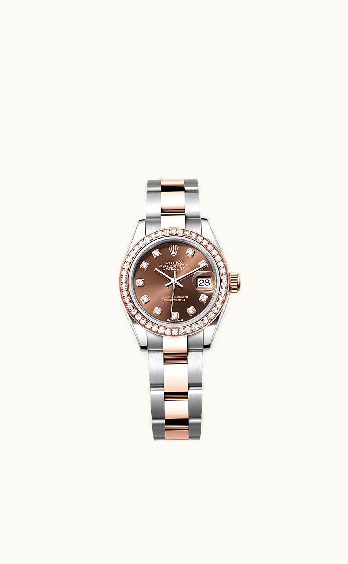 Rolex Lady-Datejust 28 Rolesor Rose Diamond / Oyster / Chocolate Diamond
