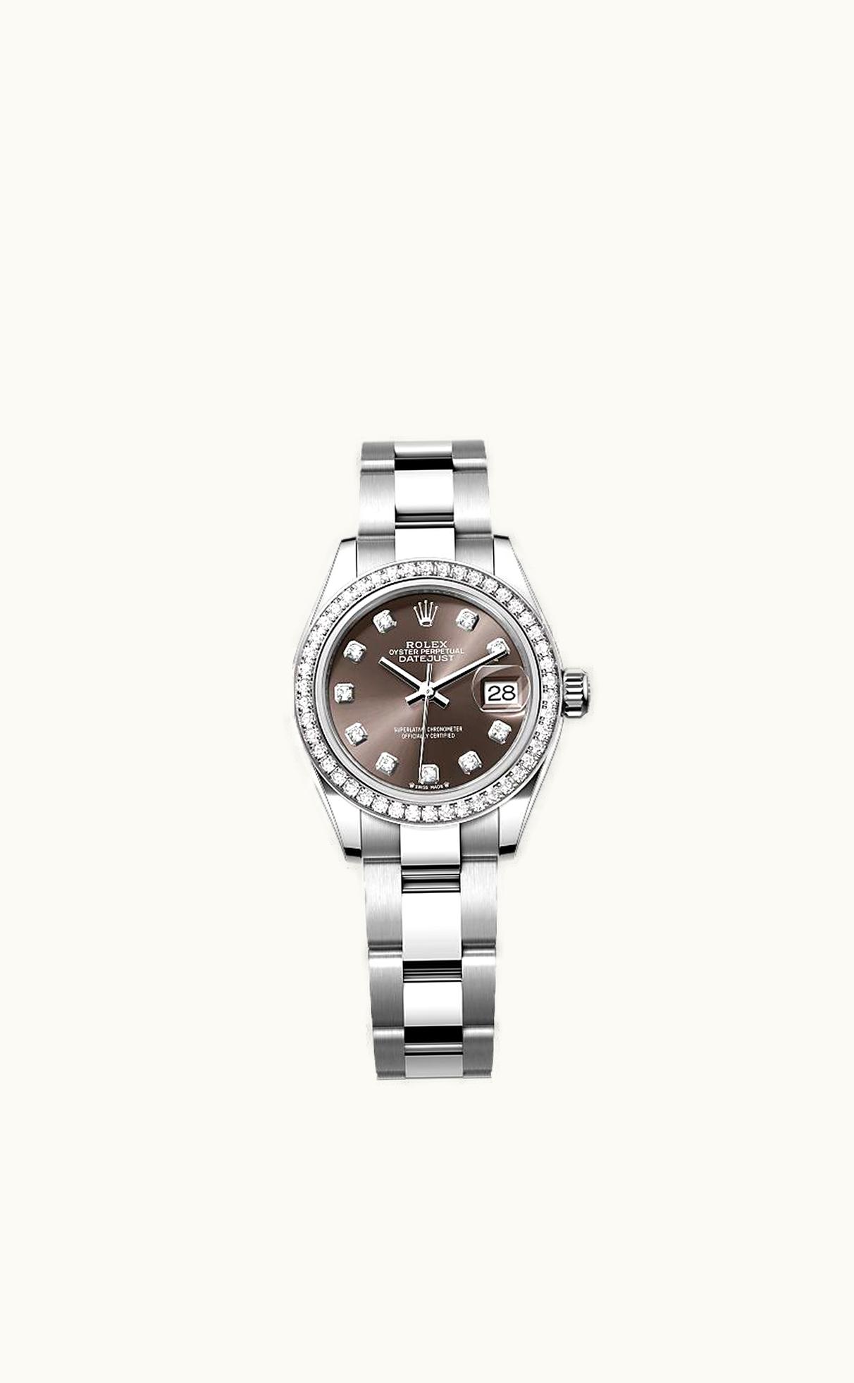 Rolex Lady-Datejust 28 Stainless Steel / Diamond / Grey - Diamond / Oyster