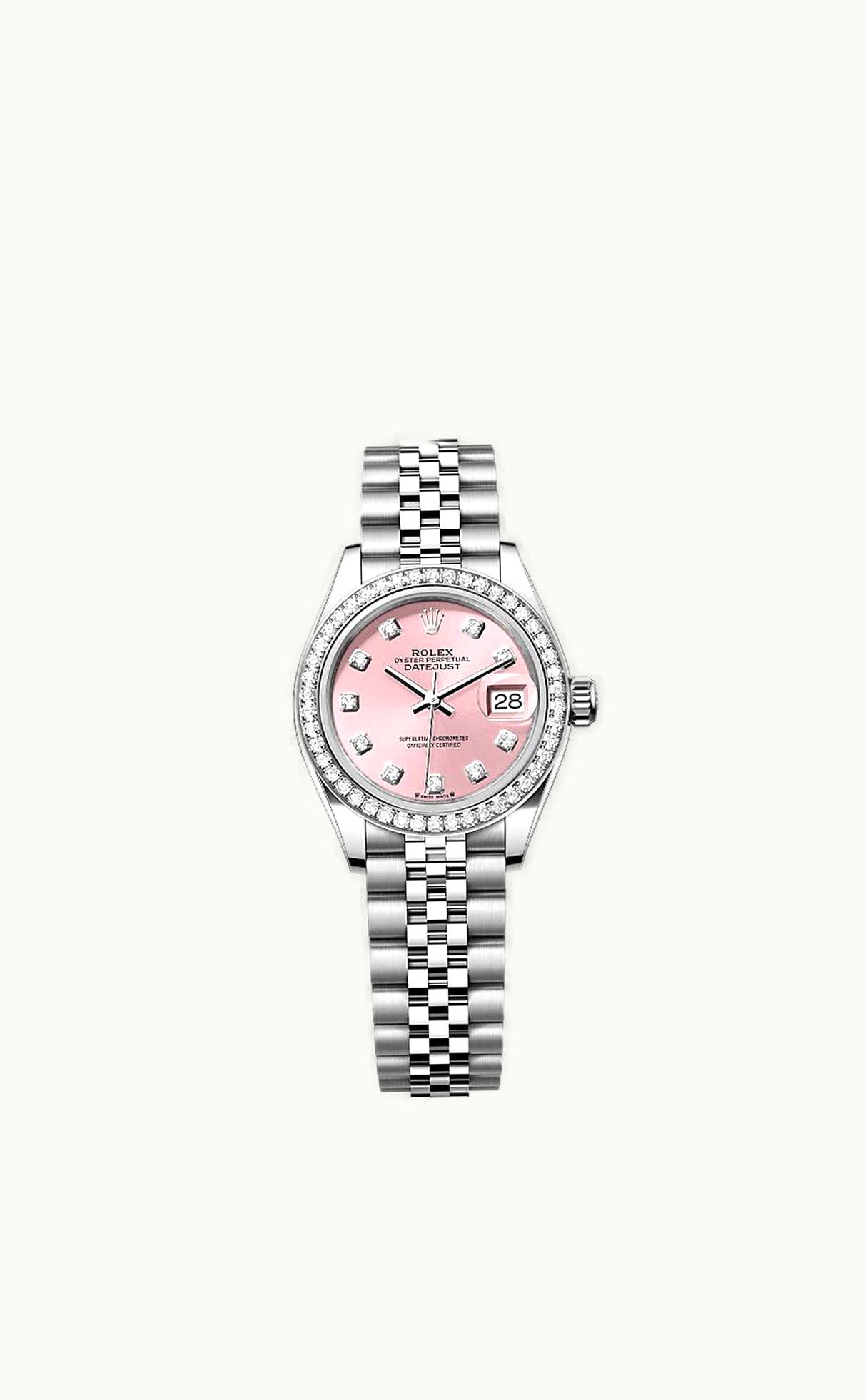Rolex Lady-Datejust 28 Stainless Steel / Diamond / Pink - Diamond / Jubilee