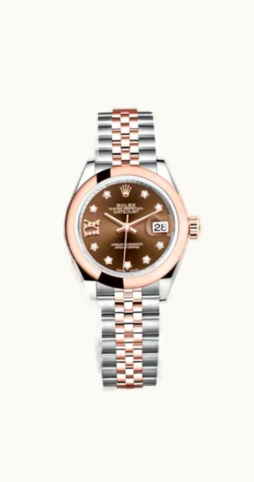 Rolex Lady-Datejust 28 Rolesor Rose Domed / Jubilee / Chocolate Diamond