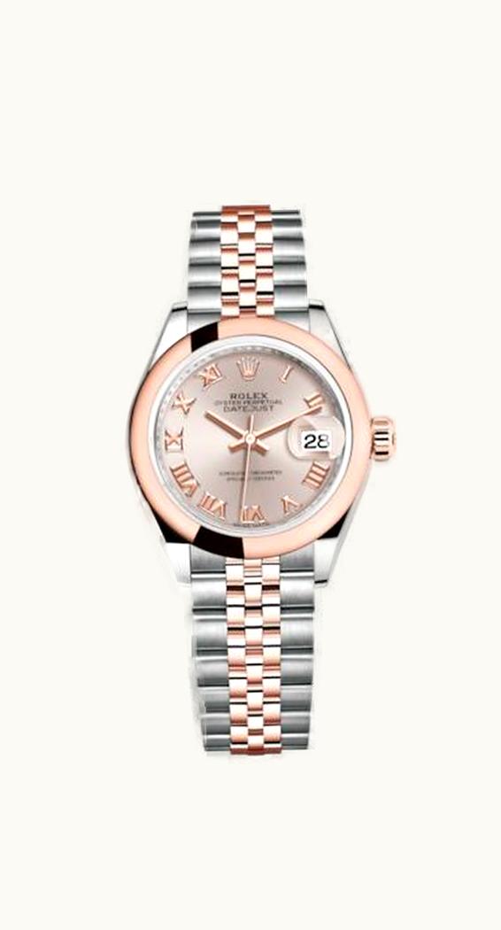 Rolex Lady-Datejust 28 Rolesor Rose Domed / Jubilee / Sundust Roman